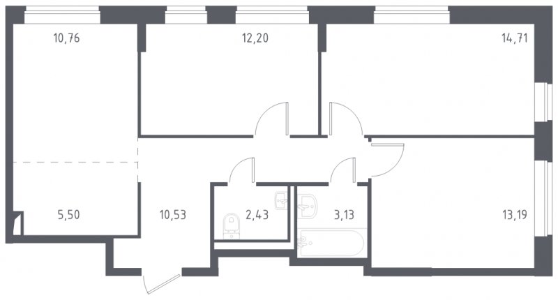 4-комнатная квартира (евро) с полной отделкой, 72.45 м2, 14 этаж, сдача 2 квартал 2023 г., ЖК Остафьево, корпус 11.1 - объявление 1512853 - фото №1