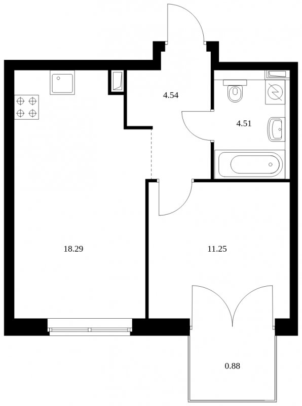 1-комнатная квартира с полной отделкой, 39.47 м2, 9 этаж, сдача 1 квартал 2024 г., ЖК Green Park, корпус 8 - объявление 1757392 - фото №1