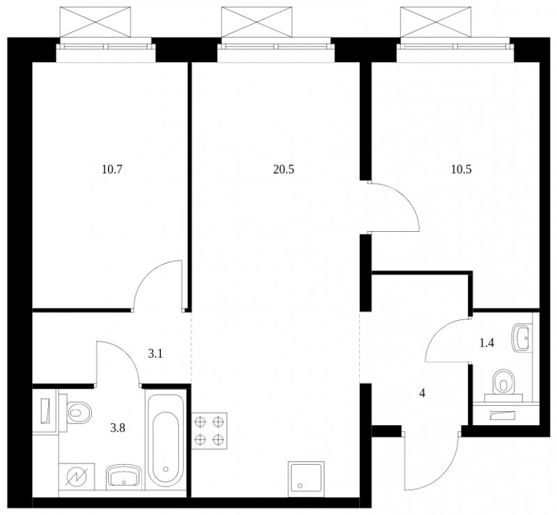 2-комнатная квартира с полной отделкой, 54 м2, 2 этаж, сдача 3 квартал 2023 г., ЖК Кольская 8, корпус 1 - объявление 1486120 - фото №1