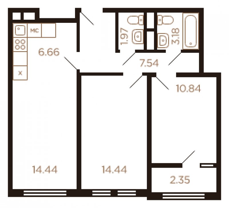 3-комнатная квартира с полной отделкой, 61 м2, 5 этаж, дом сдан, ЖК Миниполис Рафинад, корпус 10 - объявление 1464131 - фото №1