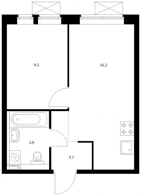 1-комнатная квартира с полной отделкой, 32.7 м2, 21 этаж, сдача 4 квартал 2023 г., ЖК Новохохловская 15, корпус 3 - объявление 1688952 - фото №1