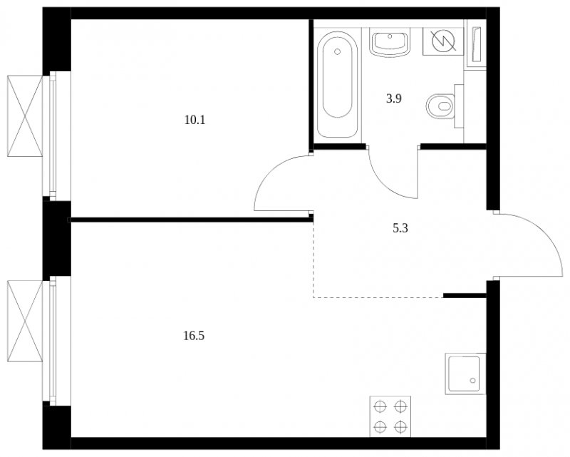 1-комнатная квартира с полной отделкой, 35.8 м2, 21 этаж, сдача 3 квартал 2024 г., ЖК Люблинский парк, корпус 15 - объявление 1783406 - фото №1