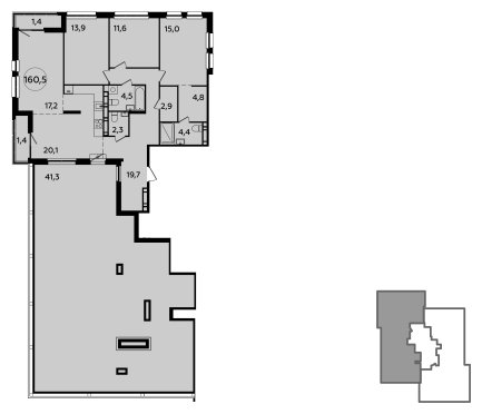 4-комнатная квартира (евро) с полной отделкой, 160.5 м2, 21 этаж, сдача 2 квартал 2024 г., ЖК Южные сады, корпус 1.1 - объявление 1656581 - фото №1