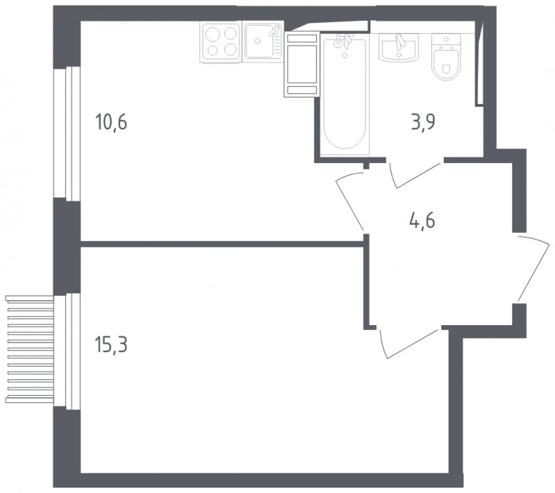 1-комнатная квартира с полной отделкой, 34.4 м2, 14 этаж, сдача 2 квартал 2025 г., ЖК Мытищи Парк, корпус 4 - объявление 1848298 - фото №1