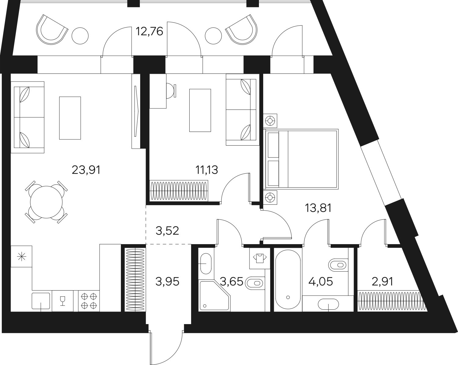 2-комнатная квартира без отделки, 73.53 м2, 5 этаж, сдача 4 квартал 2024 г., ЖК FØRST, корпус 2 - объявление 2348688 - фото №1