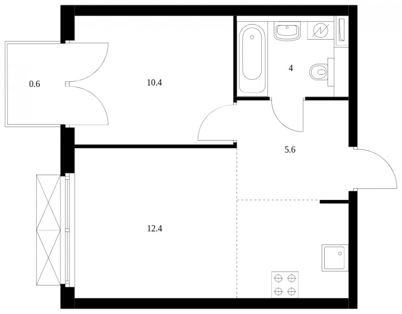 2-комнатная квартира с полной отделкой, 38.3 м2, 4 этаж, сдача 3 квартал 2023 г., ЖК Западный порт, корпус 2.2.2 - объявление 1782873 - фото №1