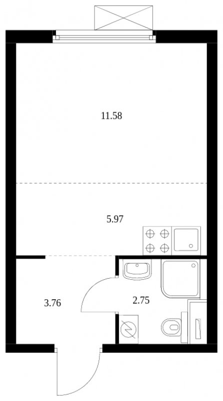 Студия с полной отделкой, 24.06 м2, 29 этаж, сдача 2 квартал 2024 г., ЖК Матвеевский Парк, корпус 1.1 - объявление 1610185 - фото №1