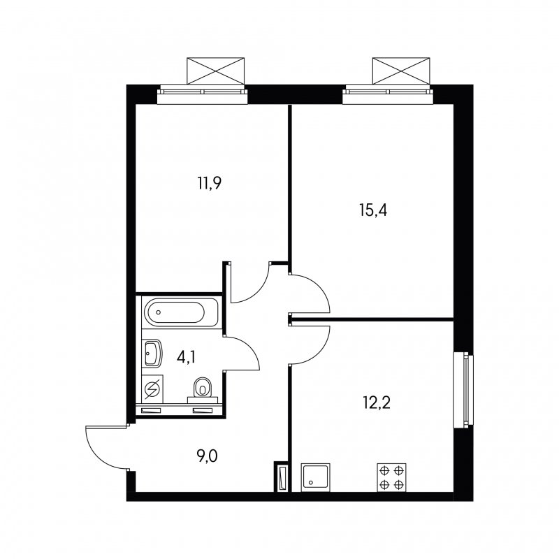 2-комнатная квартира 51.5 м2, 1 этаж, дом сдан, ЖК Одинцово-1, корпус 1.8 - объявление 1812578 - фото №1