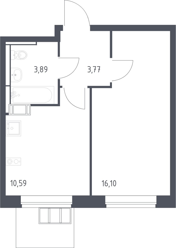 1-комнатная квартира с полной отделкой, 34.35 м2, 12 этаж, сдача 1 квартал 2025 г., ЖК Алхимово, корпус 11 - объявление 2012924 - фото №1