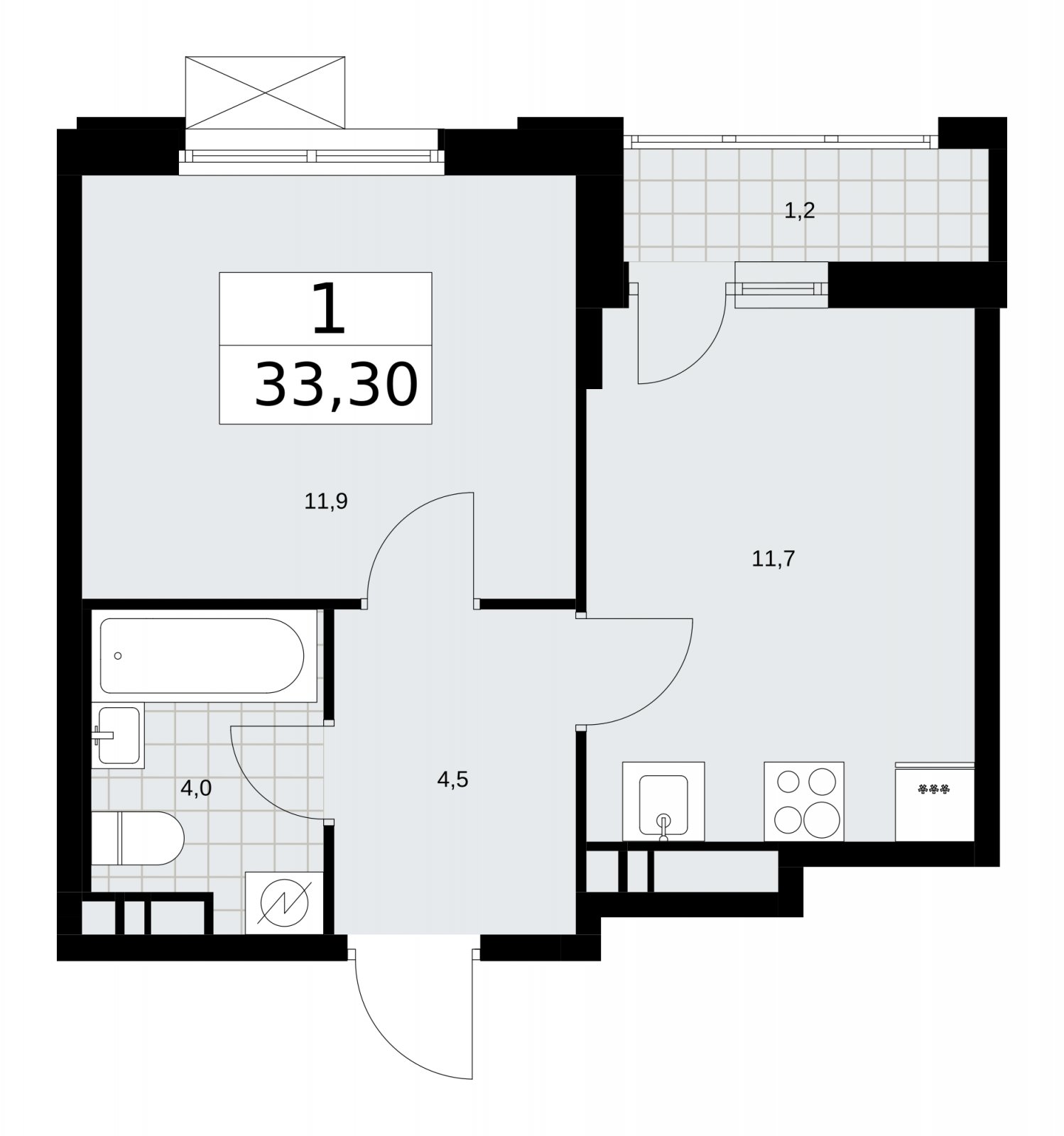 1-комнатная квартира без отделки, 33.3 м2, 9 этаж, сдача 3 квартал 2025 г., ЖК Скандинавия, корпус 28.1 - объявление 2201975 - фото №1