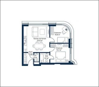 2-комнатная квартира с частичной отделкой, 54.2 м2, 38 этаж, сдача 4 квартал 2023 г., ЖК City Bay, корпус Atlantic Ocean 1 - объявление 1934771 - фото №1