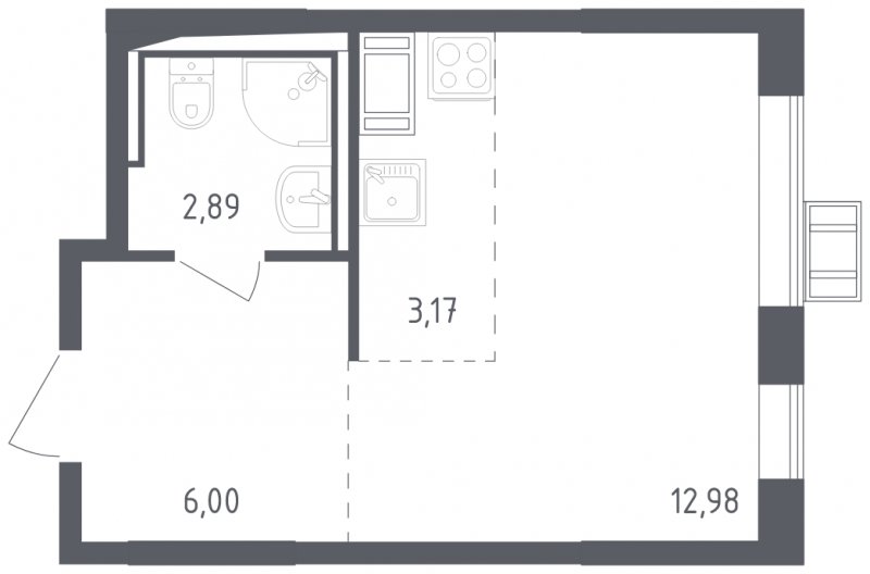 Студия с полной отделкой, 25.04 м2, 16 этаж, сдача 2 квартал 2023 г., ЖК Пригород Лесное, корпус 2.1 - объявление 1572113 - фото №1