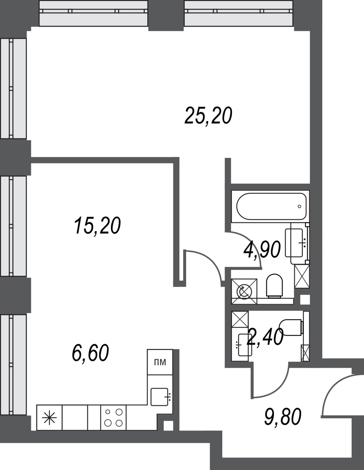 2-комнатная квартира без отделки, 64.1 м2, 11 этаж, дом сдан, ЖК AFI Park Воронцовский, корпус 5 - объявление 2359859 - фото №1