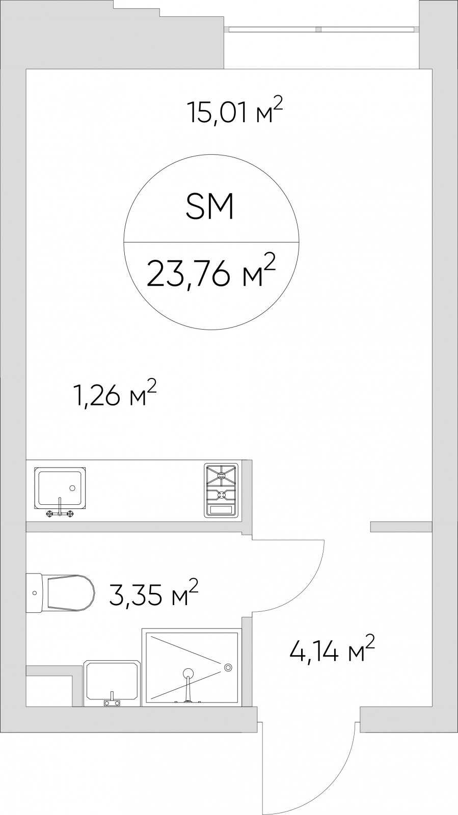 Студия без отделки, 23.76 м2, 15 этаж, дом сдан, ЖК N'ICE LOFT, корпус 1 - объявление 2407293 - фото №1