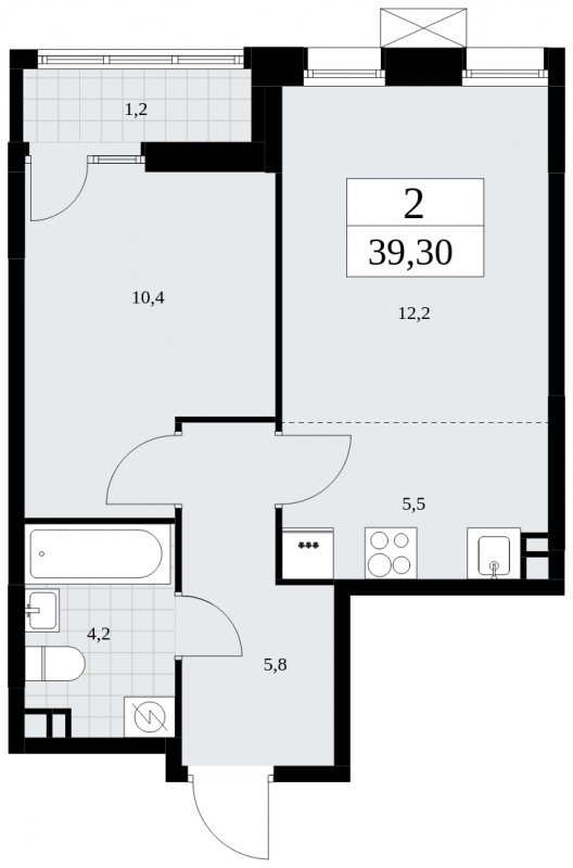 2-комнатная квартира (евро) без отделки, 39.3 м2, 3 этаж, сдача 1 квартал 2025 г., ЖК Дзен-кварталы, корпус 1.3 - объявление 1895818 - фото №1