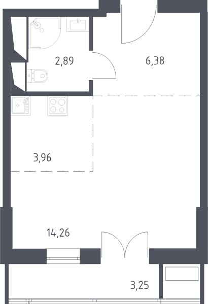 1-комнатная квартира с полной отделкой, 30.7 м2, 18 этаж, сдача 3 квартал 2024 г., ЖК Квартал Спутник, корпус 18 - объявление 2067359 - фото №1