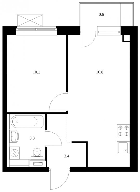 1-комнатная квартира с полной отделкой, 34.7 м2, 12 этаж, сдача 2 квартал 2025 г., ЖК Саларьево Парк, корпус 56.1 - объявление 1970356 - фото №1