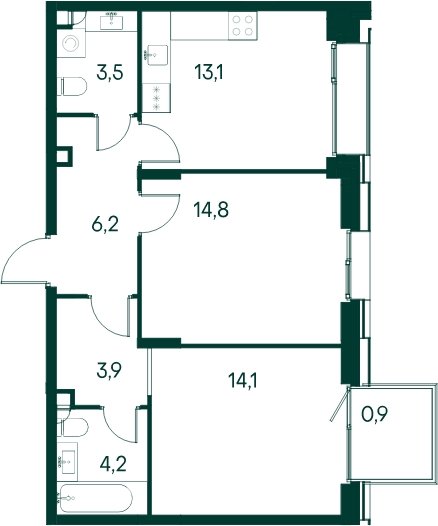 2-комнатная квартира 60.8 м2, 2 этаж, сдача 2 квартал 2025 г., ЖК Клубный город на реке Primavera, корпус 4 квартала "Vivaldi" - объявление 2099771 - фото №1