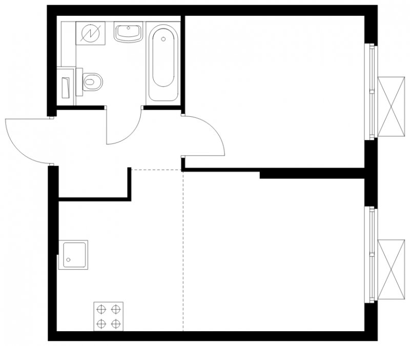 2-комнатная квартира с полной отделкой, 37.76 м2, 9 этаж, сдача 4 квартал 2024 г., ЖК Матвеевский Парк, корпус 1.5 - объявление 1775729 - фото №1