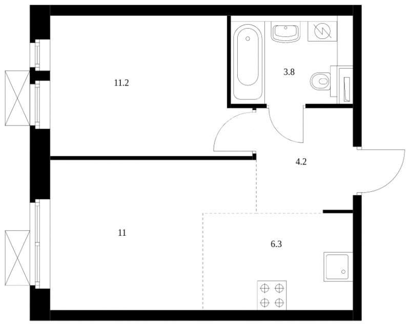 2-комнатная квартира с полной отделкой, 36.5 м2, 25 этаж, сдача 4 квартал 2023 г., ЖК Перовское 2, корпус 2.2 - объявление 1560967 - фото №1