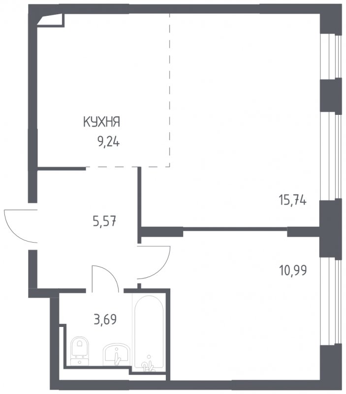 2-комнатная квартира с полной отделкой, 45.23 м2, 8 этаж, сдача 4 квартал 2023 г., ЖК Остафьево, корпус 11.2 - объявление 1744550 - фото №1