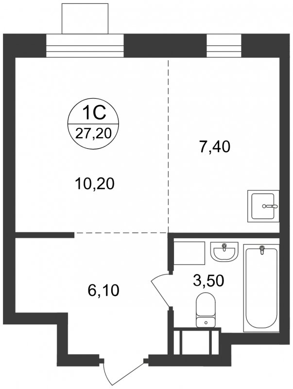 Студия с полной отделкой, 27.2 м2, 13 этаж, дом сдан, ЖК Люберцы, корпус 65 - объявление 1608581 - фото №1