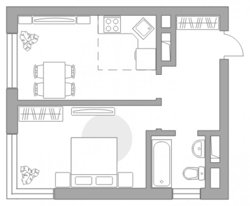 2-комнатная квартира (евро) без отделки, 36.6 м2, 16 этаж, сдача 3 квартал 2023 г., ЖК Бригантина, корпус 5 - объявление 1699915 - фото №1