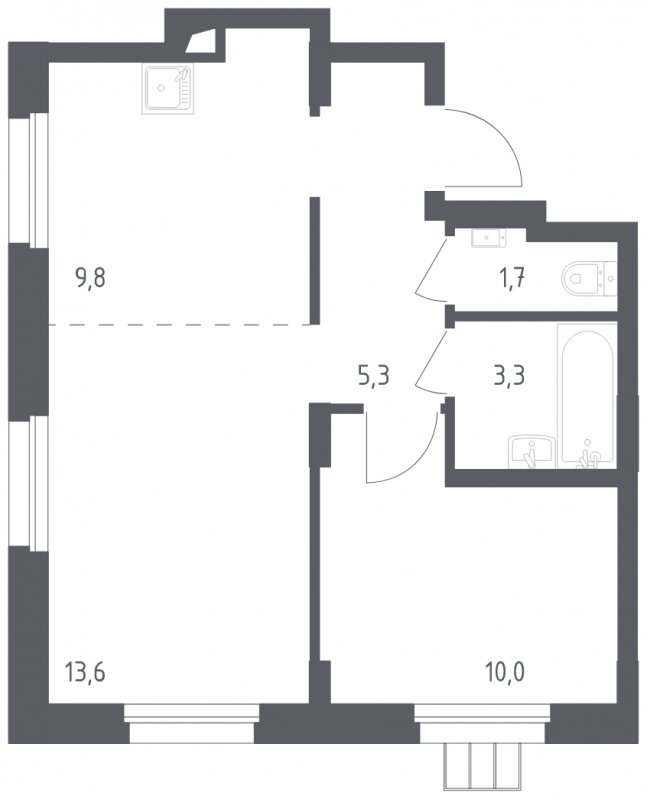 2-комнатные апартаменты с полной отделкой, 43.7 м2, 2 этаж, сдача 1 квартал 2023 г., ЖК Люберцы, корпус 65 - объявление 1566768 - фото №1
