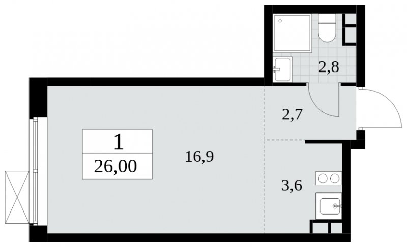 Студия с полной отделкой, 26 м2, 3 этаж, сдача 3 квартал 2024 г., ЖК Прокшино, корпус 6.5 - объявление 1663341 - фото №1
