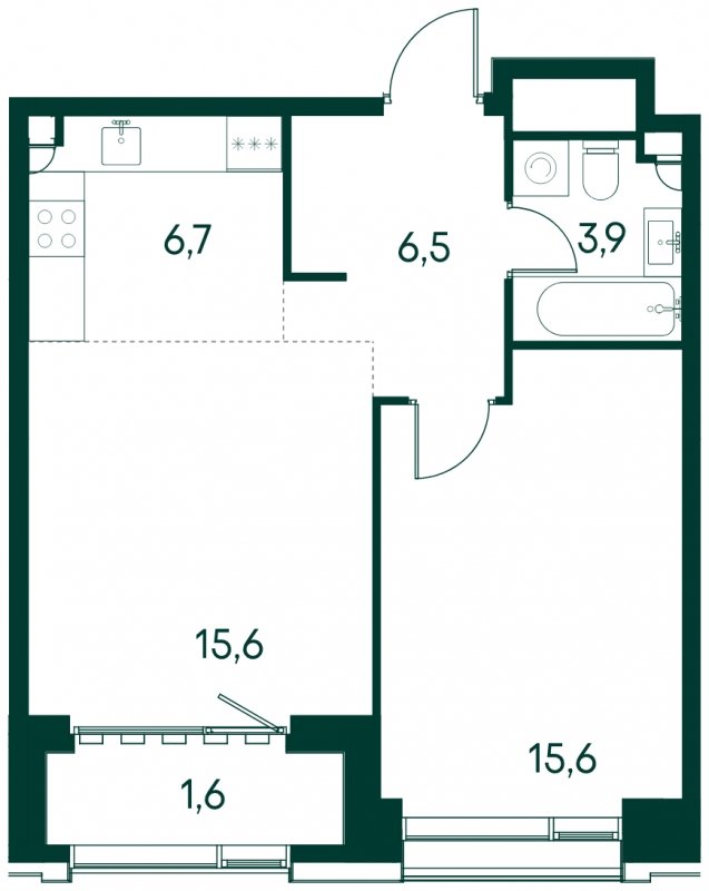 1-комнатная квартира без отделки, 49.9 м2, 12 этаж, сдача 2 квартал 2025 г., ЖК Клубный город на реке Primavera, корпус 4 квартала "Vivaldi" - объявление 1784615 - фото №1