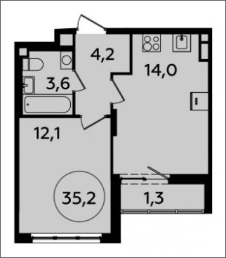 1-комнатная квартира с полной отделкой, 35.2 м2, 7 этаж, сдача 2 квартал 2024 г., ЖК Испанские кварталы, корпус 8.1 - объявление 1633288 - фото №1