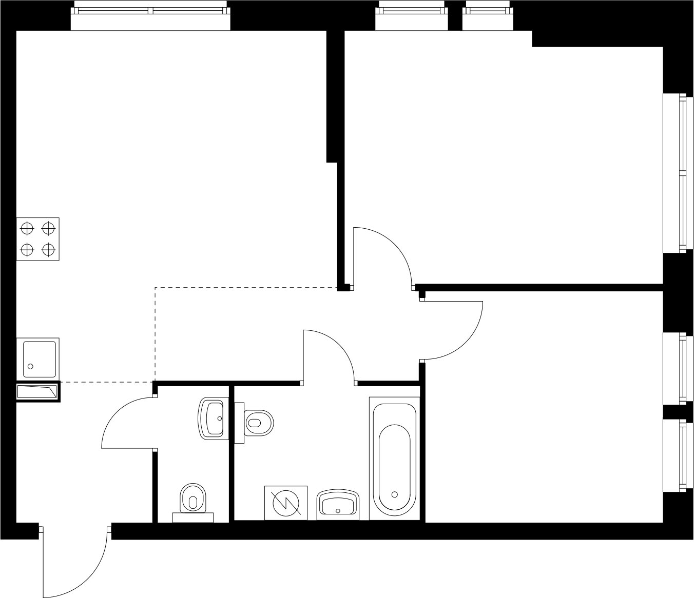 2-комнатная квартира с частичной отделкой, 57.9 м2, 27 этаж, дом сдан, ЖК Кронштадтский 9, корпус 1.4 - объявление 2302556 - фото №1