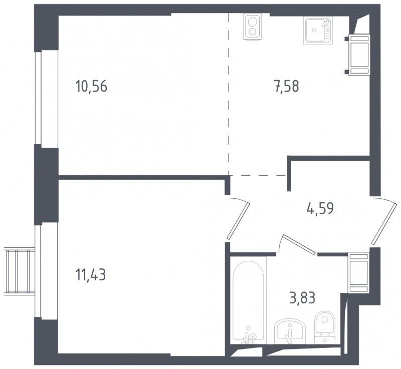 2-комнатная квартира с полной отделкой, 37.99 м2, 17 этаж, сдача 3 квартал 2024 г., ЖК Томилино Парк, корпус 5.1 - объявление 1822999 - фото №1