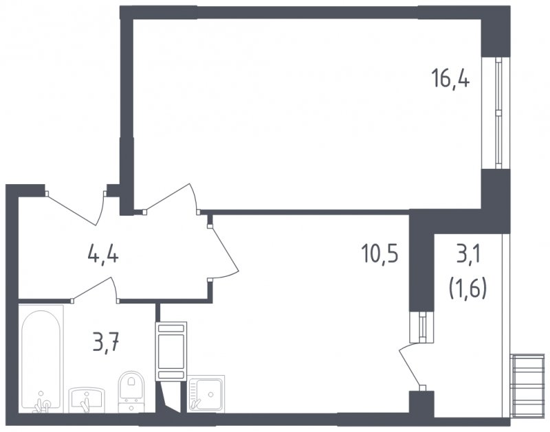 1-комнатная квартира с полной отделкой, 35.8 м2, 13 этаж, дом сдан, ЖК Алхимово, корпус 5 - объявление 1834960 - фото №1