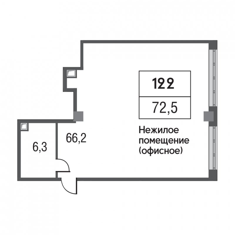 1-комнатные апартаменты без отделки, 72.5 м2, 7 этаж, дом сдан, ЖК Silver, корпус 4 - объявление 1595680 - фото №1