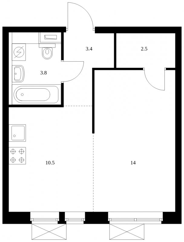 1-комнатная квартира с полной отделкой, 34.2 м2, 17 этаж, сдача 2 квартал 2023 г., ЖК Второй Нагатинский, корпус 3 - объявление 1606787 - фото №1