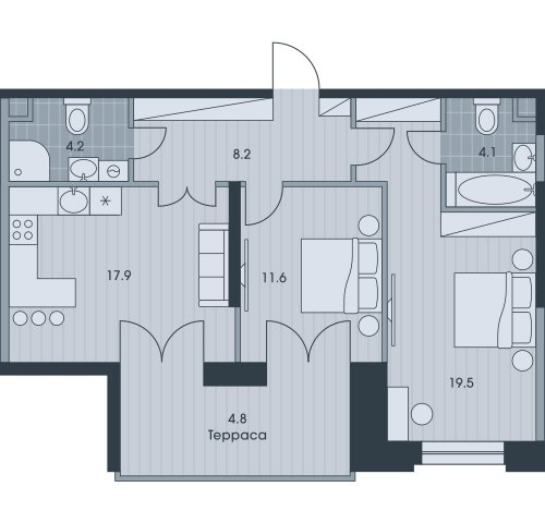 3-комнатная квартира с частичной отделкой, 70.5 м2, 32 этаж, дом сдан, ЖК EVER, корпус 3 - объявление 2331724 - фото №1