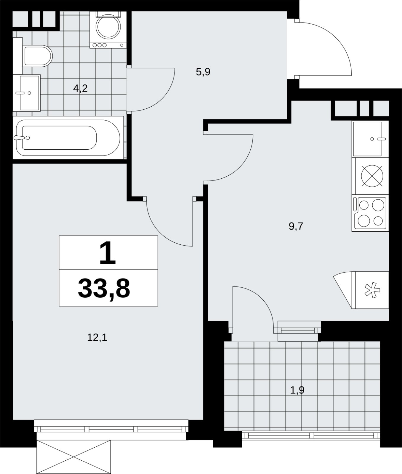 1-комнатная квартира с полной отделкой, 33.8 м2, 11 этаж, сдача 1 квартал 2027 г., ЖК Скандинавия, корпус 2.18.2.3 - объявление 2351409 - фото №1