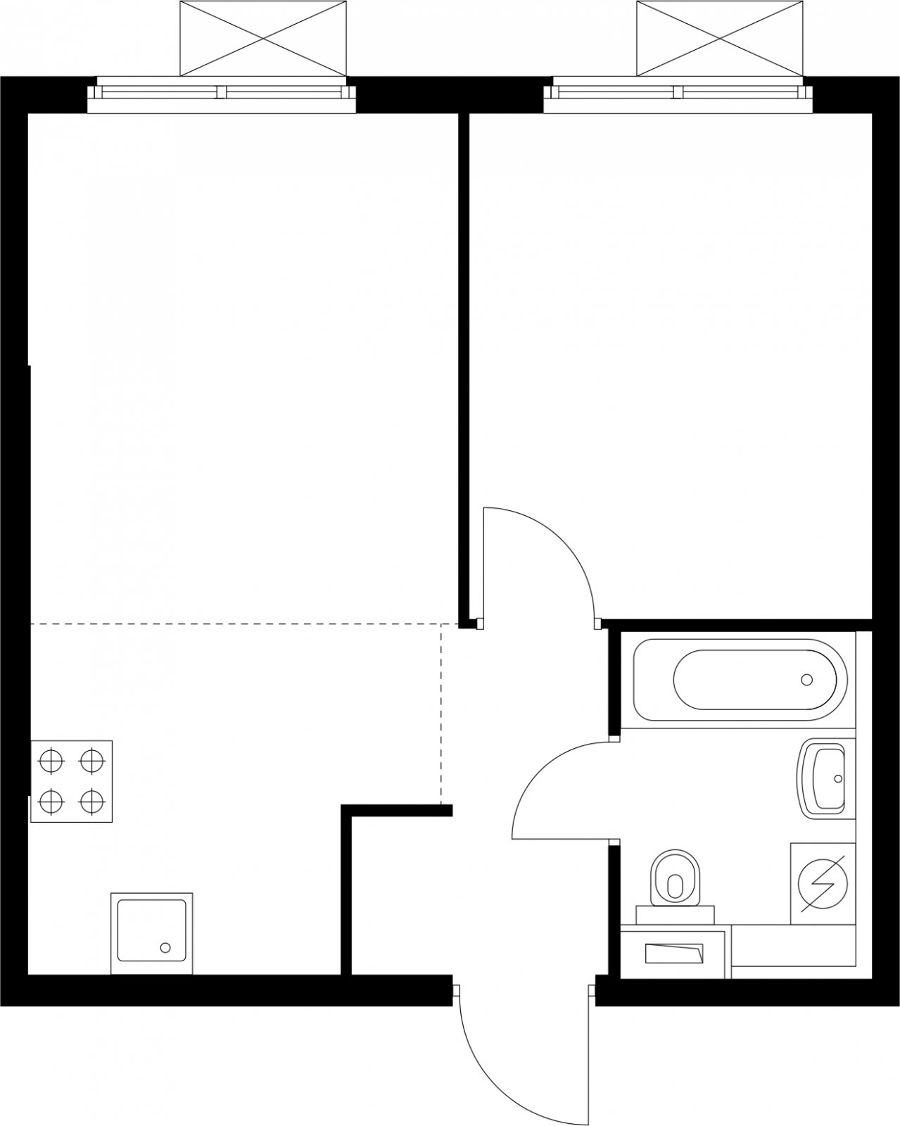 1-комнатная квартира с полной отделкой, 36.2 м2, 2 этаж, сдача 1 квартал 2025 г., ЖК Бунинские луга, корпус 3.8.1 - объявление 2342644 - фото №1