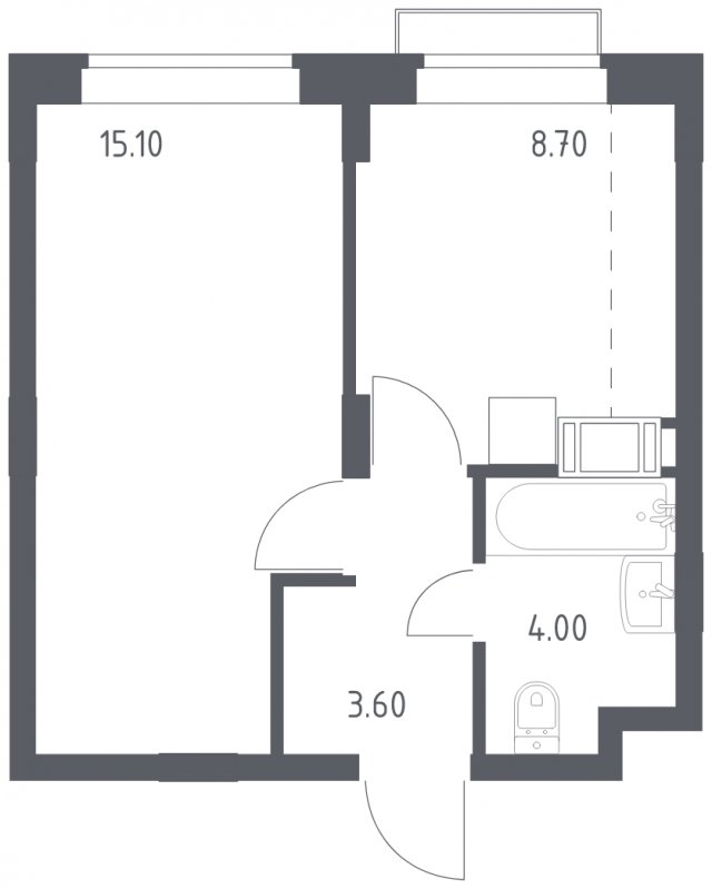 1-комнатная квартира с полной отделкой, 31.4 м2, 16 этаж, сдача 1 квартал 2023 г., ЖК Алхимово, корпус 3.1 - объявление 1456998 - фото №1