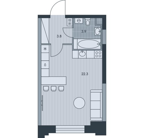 1-комнатная квартира без отделки, 30 м2, 31 этаж, сдача 3 квартал 2025 г., ЖК EVER, корпус 6 - объявление 2331746 - фото №1