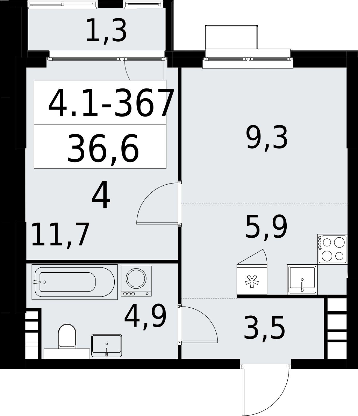 2-комнатная квартира (евро) с полной отделкой, 36.6 м2, 21 этаж, сдача 2 квартал 2027 г., ЖК Южные сады, корпус 4.1.2 - объявление 2392875 - фото №1