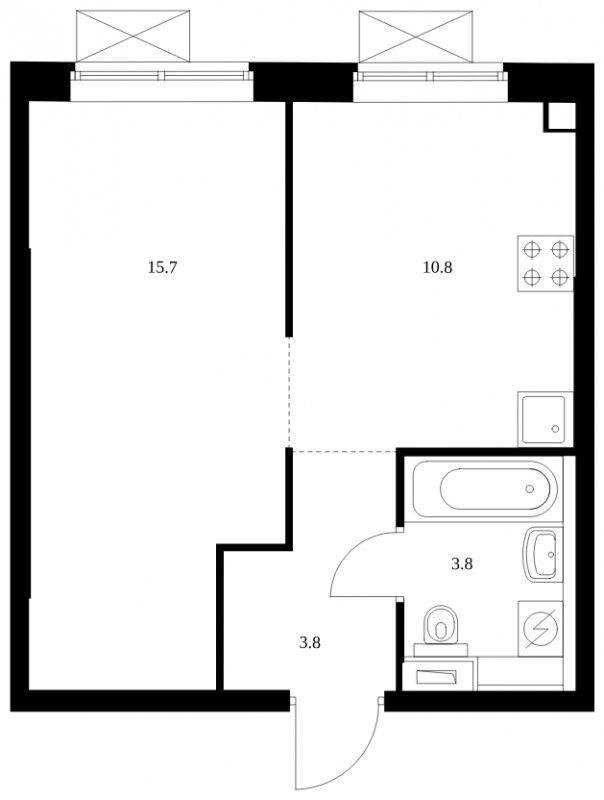 1-комнатная квартира с полной отделкой, 34.1 м2, 3 этаж, сдача 2 квартал 2025 г., ЖК Саларьево Парк, корпус 56.1 - объявление 2064954 - фото №1