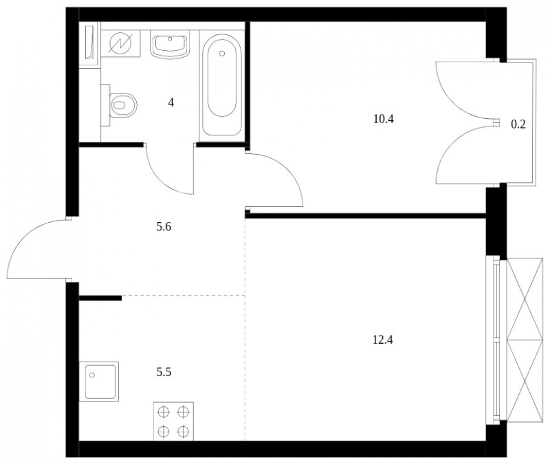 2-комнатная квартира с полной отделкой, 38.1 м2, 14 этаж, сдача 3 квартал 2023 г., ЖК Западный порт, корпус 2.2.2 - объявление 1546513 - фото №1