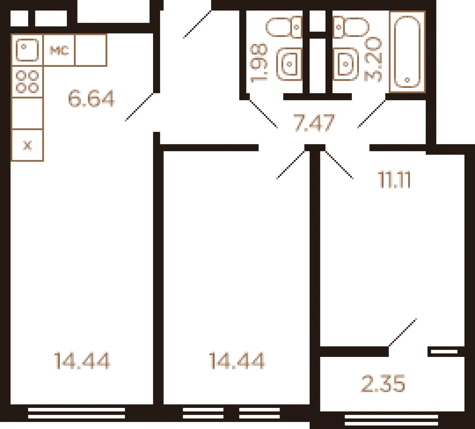 3-комнатная квартира с полной отделкой, 61 м2, 8 этаж, дом сдан, ЖК Миниполис Рафинад, корпус 6 - объявление 2033328 - фото №1