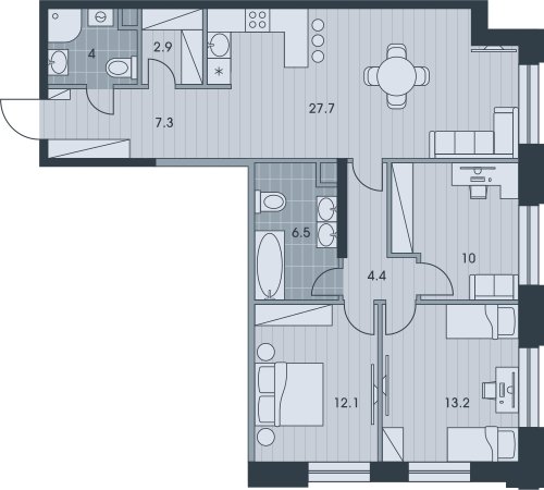 4-комнатная квартира с частичной отделкой, 88.5 м2, 15 этаж, дом сдан, ЖК EVER, корпус 3 - объявление 2334613 - фото №1