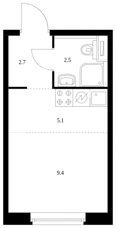 Студия с полной отделкой, 19.7 м2, 2 этаж, сдача 3 квартал 2024 г., ЖК Люблинский парк, корпус 15 - объявление 1700194 - фото №1
