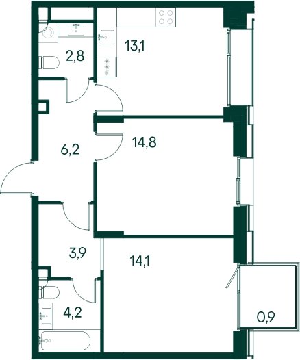 2-комнатная квартира 60.1 м2, 8 этаж, сдача 2 квартал 2025 г., ЖК Клубный город на реке Primavera, корпус 4 квартала "Vivaldi" - объявление 2099797 - фото №1