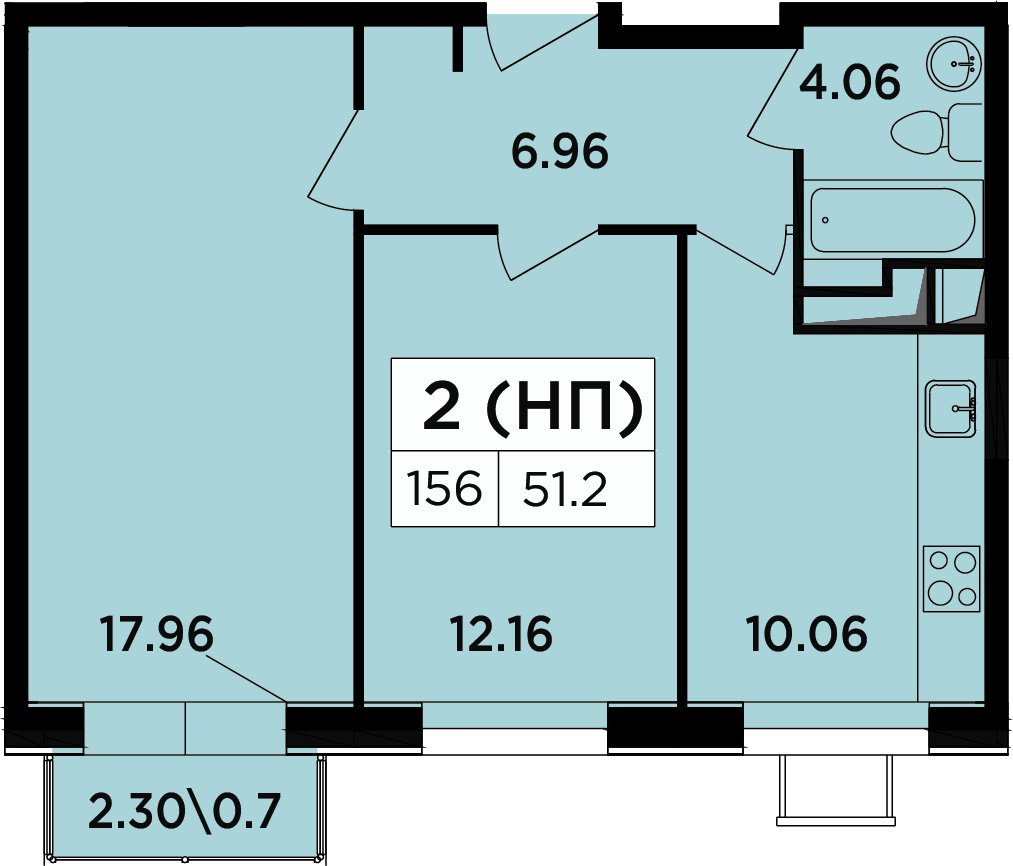 2-комнатные апартаменты 48.3 м2, 8 этаж, дом сдан, ЖК Легендарный Квартал на Березовой  аллее, корпус 5 - объявление 2349137 - фото №1