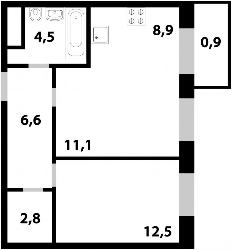 2-комнатная квартира (евро) без отделки, 47.3 м2, 5 этаж, дом сдан, ЖК Союзный, корпус 1 - объявление 1704729 - фото №1